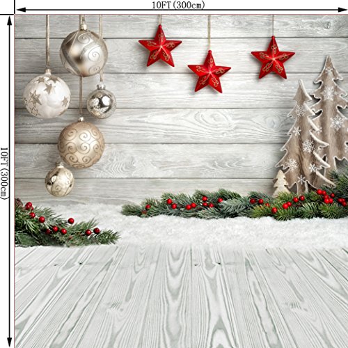 10X10FT Seamless Christmas Theme CP Pictorial Cloth Photography Background Computer-Printed Vinyl Backdrop SD768A - size: 10'x10'