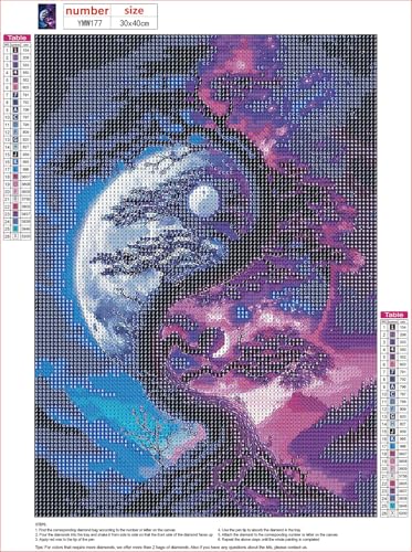 MXJSUA Yin-Yang Night Sky Diamond Art Painting Kits for Adults, Full Drill 5D Round Dots Diamonds Paint Picture for Beginners, Gem Art Painting Craft Kits for Home Decor Gift 12x16 inch - color: Yin-yang Night Sky