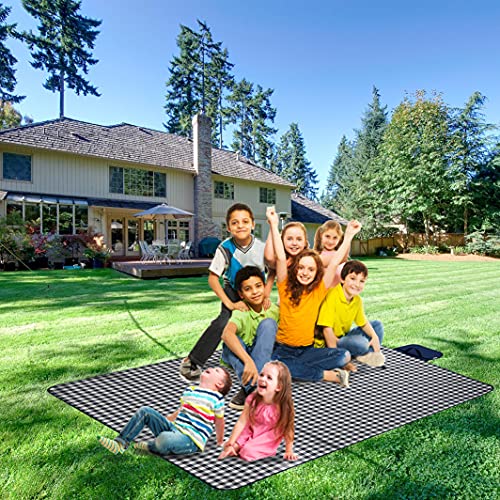 Beach Blanket Extra Large Picnic Mat Sand Free Waterproof Camping Blanket Easy Fold Carry Portable Travel Blanket Play Mat for Outdoor Indoor Hiking Festival BBQ Park Grass Lawn - color: Navy Grid
