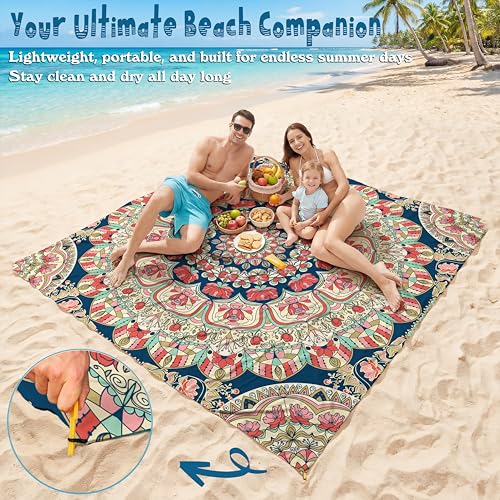 Aroveea Beach Blanket Waterproof Sandproof 78''X81''/10'X9' Oversized Mat - color: Mandala5, size: 78''x81''