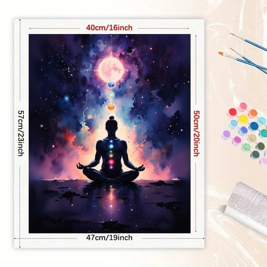 Spiritual Meditation Paint by Numbers Kit for Adults - DIY Chakra Alignment Yoga Pose Painting on Canvas 16x20 Inches, Acrylic Paint Set, Suitable for Beginners,Art for Home Decoration/Gifts - color: FM05630, size: 40×50cm Unframed