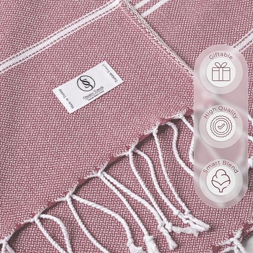Ossano Turkish Beach Towel Soft & Luxury Extra Large (39" x 71") - Quick Dry, Versatile and Functional as Travel, Outdoor and Picnic Blanket, Yoga, Pool and Bath Towel - Magenta - color: Magenta