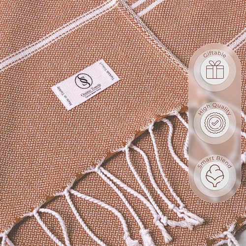 Ossano Turkish Beach Towel Compact & Quick Dry Oversized (39" x 71") - Compact, Versatile and Functional as Beach and Picnic Blanket, Travel, Yoga and Bath Towel - Brick - color: Brick