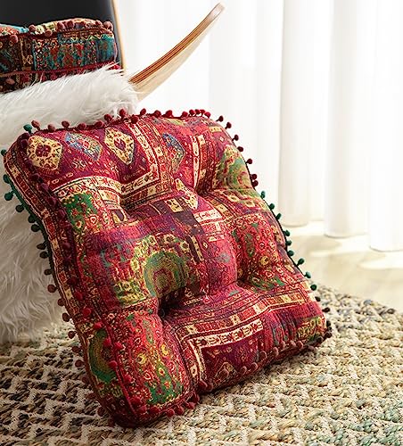Round Cushion Sofa Cushion Soft Throw Pillow Meditation Pillow Living Room Window Balcony Decoration Pillow (15.7in, Red Square) - color: Red Square, size: 15.7in