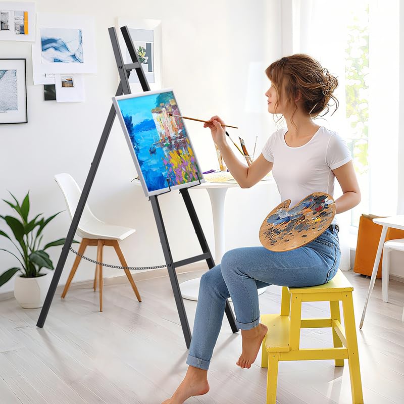 Heavy Duty Metal Easel for Sign,Adjustable for Display Black | Stable Tripod Structure, 4-Lier Adjustment, Holds 36" Signs Up to 50 lbs