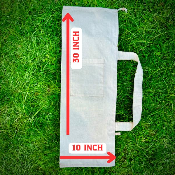 Yoga Mat Bag with min pocket for 8mm Thick Mats (Up to 0.3'') – 100% Raw Cotton Yoga Mat Bags Carrier, Fits Most Yoga & Pilates Mats, Minimalist Design