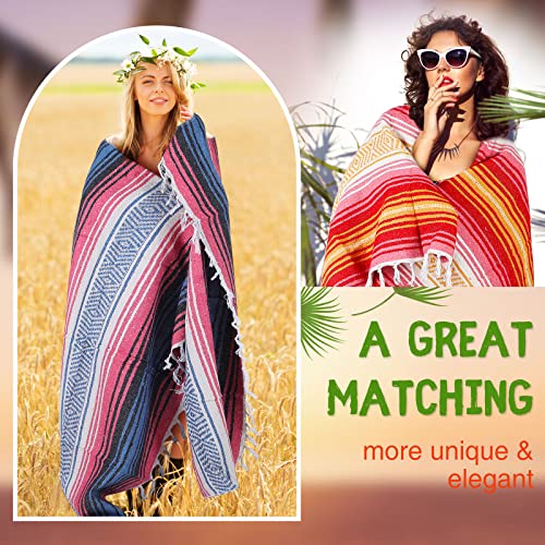 Macarrie 12 Pcs Mexican Beach Blankets Bulk Large Thick Serape Blanket Colorful Striped Yoga Throw for Outdoor Beach Park Picnic Car Couch Home - color: Bright Colors