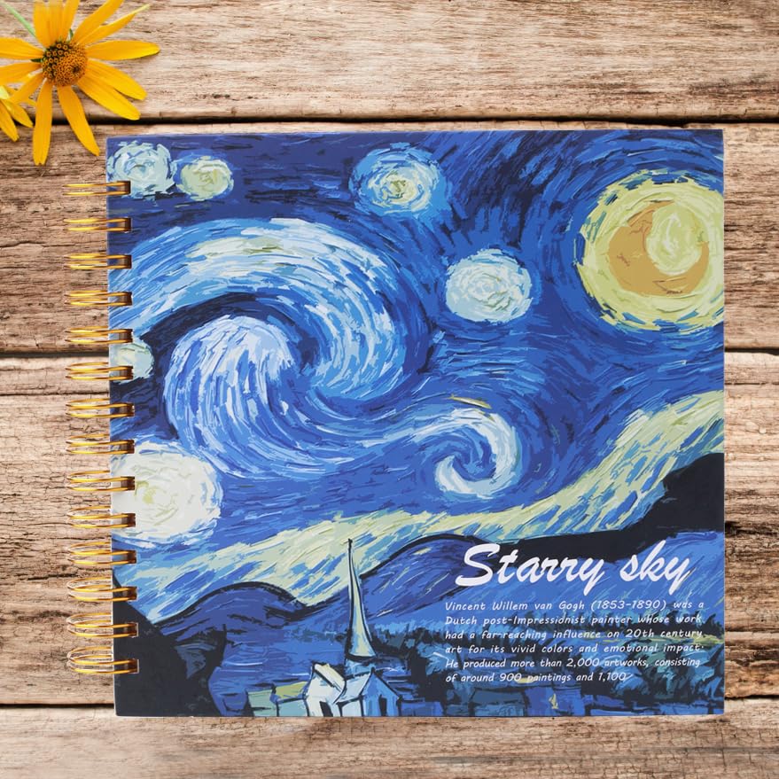 SuyuanArt Hardcover Square Sketchbook 8" x8", Thick Acid-Free Paper for Drawing Spiral Bound, Portable Mixed Media Art Sketch Pad,Drawing Sketching Gift for Artists (Starry Night 8 "x 8 ") - color: Starry Night 8 "x 8 "