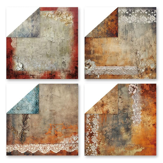 Vintage Scrapbook Paper Pad, 6x6 Shabby Chic Lace Texture Aesthetic Craft Paper, Decorative Junk Journal Supplies for Mixed Media, Card Making, Decoupage & DIY Art (Antique) - color: Antique