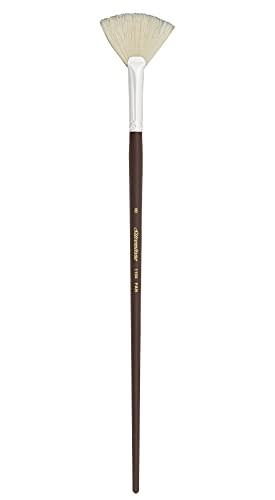 Silver Brush Limited Silverstone Fan Oil Paintbrush, Size 8, Long Handle | Stiff Flagged Hog Bristle, Superb Paint Absorbency, Lightly Textured Strokes, Smoothing, Blending, Lifting, Softening Colors - size: Size 8
