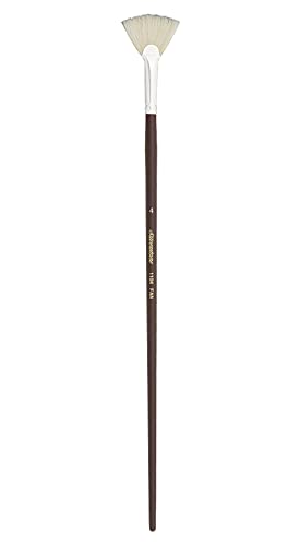 Silver Brush 1104-4 Silverstone Excellent Long Handle Hog Bristle Brush, Fan, Size 4 | Stiff Flagged Hog Bristle, Superb Paint Absorbency, Lightly Textured Strokes, Smoothing, Blending, Lifting, Softening Colors - size: Size 4