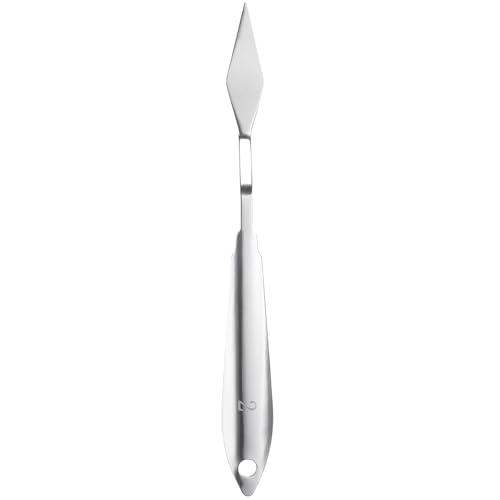 HARFINGTON Palette Knife Painting Tool 7.68" Stainless Steel Small Pointed | Spatula Painting Pallet Knives, with Hole Design, for Acrylic Canvas, Silver