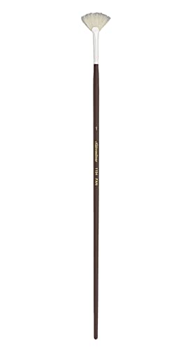 Silver Brush 1104-1 Silverstone Excellent Long Handle Hog Bristle Brush, Fan, Size 1 | Stiff Flagged Hog Bristle, Superb Paint Absorbency, Lightly Textured Strokes, Smoothing, Blending, Lifting, Softening Colors - size: Size 1