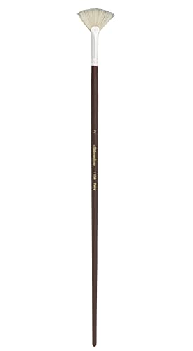 Silver Brush 1104-2 Silverstone Excellent Long Handle Hog Bristle Brush, Fan, Size 2 | Stiff Flagged Hog Bristle, Superb Paint Absorbency, Lightly Textured Strokes, Smoothing, Blending, Lifting, Softening Colors - size: Size 2