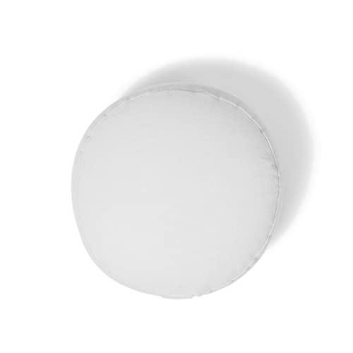 renoo Round Organic Meditation Cushion Zafu - Buckwheat Meditation Pillow for Yoga and Mindfulness - Adjustable Height - Floor Cushion - GOTS Certified Cotton Washable Cover - 13x7 - snow - color: Snow