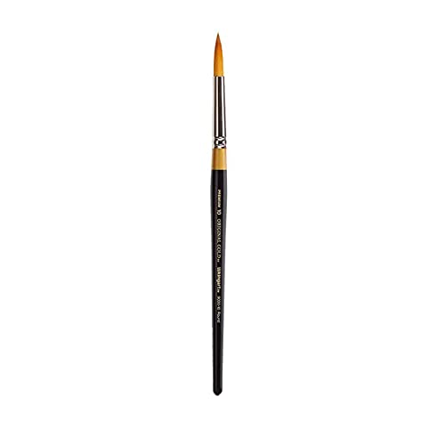 KINGART Premium Original Gold 9000-10 Round Series Artist Brush, Golden Taklon Synthetic Hair, Short Handle, for Acrylic, Watercolor, Oil and Gouache Painting, Size 10 - size: 10