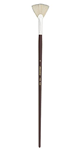 Silver Brush 1104-6 Silverstone Excellent Long Handle Hog Bristle Brush, Fan, Size 6 | Stiff Flagged Hog Bristle, Superb Paint Absorbency, Lightly Textured Strokes, Smoothing, Blending, Lifting, Softening Colors - size: Size 6