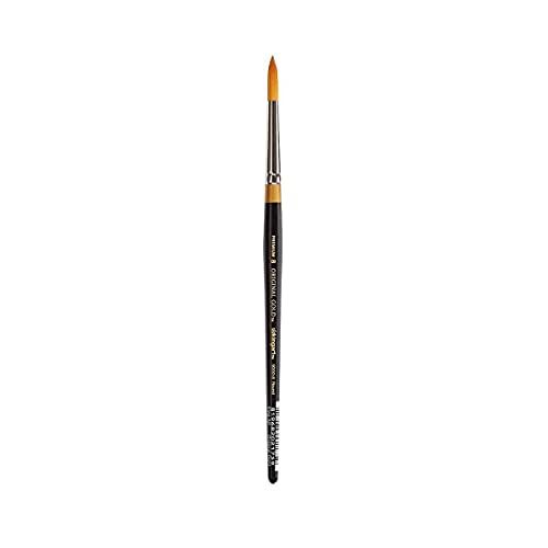 KINGART Premium Original Gold 9000-8 Round Series Artist Brush, Golden Taklon Synthetic Hair, Short Handle, for Acrylic, Watercolor, Oil and Gouache Painting, Size 8 - size: 8