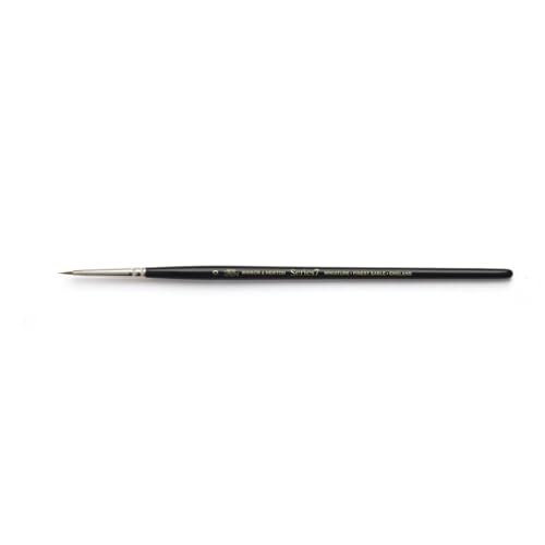 Winsor & Newton Series 7 Kolinsky Sable Miniature Watercolor Brush - Short Handle Round #0, Black | The World's Finest Watercolor Brush, Kolinsky Sable Hair, Rust-proof, Seamless Nickel Plated Ferrules, Hand-Made in England - size: #0, style: Mini Round