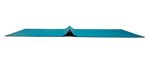Koru Fold & Roll Yoga Mat - Patented Design, Cleaner Alternative to Traditional Yoga Mats, 6mm Thick, 7P Free, SGS Certified, 68" x 24" - color: Teal / Navy Blue