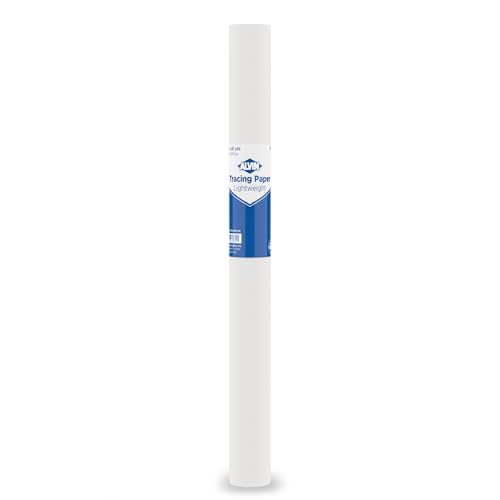 ALVIN 55W-B Lightweight Tracing Paper Roll, White, Suitable with Ink, Charcoal, Felt Tip Pen, for Sketching or Detailing - 14 Inches, 20 Yards, 1-inch Core - color: White - 20 Yards, size: 14"