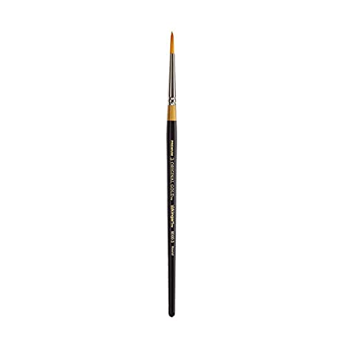 KINGART Premium Original Gold 9000-3 Round Series Artist Brush, Golden Taklon Synthetic Hair, Short Handle, for Acrylic, Watercolor, Oil and Gouache Painting, Size 3 - size: 3