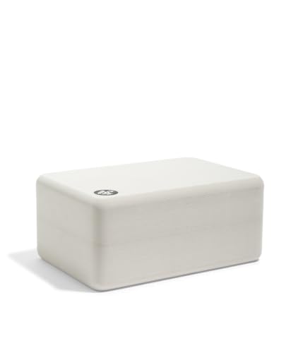 Manduka Foam Yoga Block - Recycled EVA Foam Block with Ergonomic Support, Yoga Equipment, Home Gym Accessory, & Pilates Tool, Lightweight for Travel, High Density, Comfortable Edges - color: Linen
