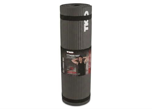 TKO Extra Thick Exercise Yoga Mat with Carrying Strap - color: Gray / Black