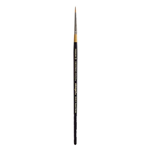 KINGART Premium Original Gold 9040-0 Round Stroke Series Artist Brush, Golden Taklon Synthetic Hair, Short Handle, for Acrylic, Watercolor, Oil and Gouache Painting, Size 0 - size: 0