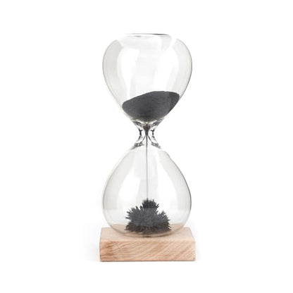 Kikkerland Magnetic Hourglass Timer – Elegant, Relaxing Decor for Home & Office – 1 Minute Timekeeper with Hidden Magnet & Wooden Base