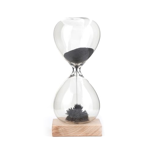 Kikkerland Magnetic Hourglass Timer – Elegant, Relaxing Decor for Home & Office – 1 Minute Timekeeper with Hidden Magnet & Wooden Base