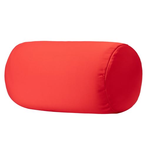 Microbead Bolster Tube Pillows with Double Cover, Squish Bean Bed Microbead Pillow Soft Neck Back Lumbar Support Smooth Cool Touch Comfortable Fabric(Red) - color: Red
