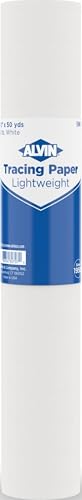 ALVIN 55W-G Lightweight Tracing Paper Roll, White, Suitable with Ink, Charcoal, Felt Tip Pen, for Sketching or Detailing - 1-inch Core (50 Yards, 12") - color: White - 50 Yards, size: 12"