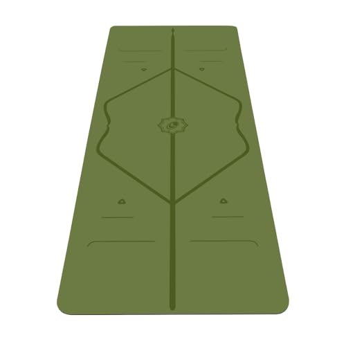 Liforme Travel Yoga Mat - Patented Alignment Design, Advanced Non-Slip Grip | Eco-friendly, Non-Toxic, Sweat-Resistant, long, wide, 4.2mm thick mat for comfort, recommended for Hot Yoga, Free Yoga Bag - color: Olive