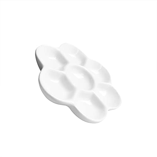 2 pcs 3.4" Diameter Paint Palette Glazed Watercolor Painting Mixing Ceramic Palette Flower Shape