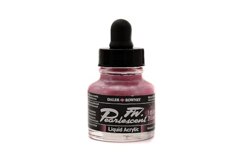 Daler Rowney FW Pearlescent Liquid Acrylic Bottle, Platinum Pink, 1 oz