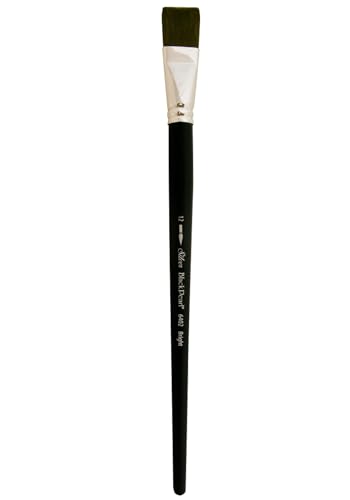 Silver Brush Limited Black Pearl Bright Oil and Acrylic Brush, Size 12 | Long Handle, Watercolor, Gauche, Stiff Fine Point Mightlon Bristle, Clean Tight Strokes, Easel Painting - size: Size 12