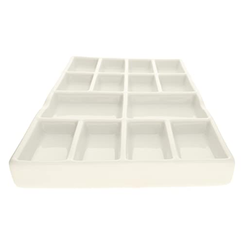 The Beadsmith Ceramic Mixing Palette – Rectangle Design Paint Holder – Arts and Crafts Accessories Organizer – 7.5' x 4.1' x .6” – 14 Compartments, (1 Palette) - size: 1 Palette - 7.5" x 4.1" x .6"