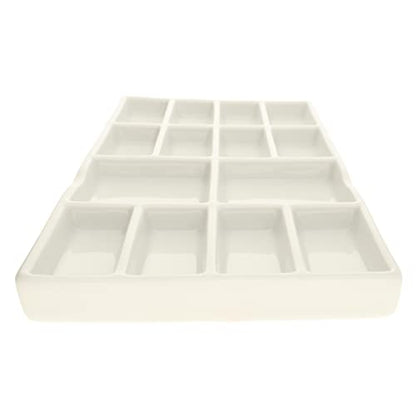 The Beadsmith Ceramic Mixing Palette – Rectangle Design Paint Holder – Arts and Crafts Accessories Organizer – 7.5' x 4.1' x .6” – 14 Compartments, (1 Palette) - size: 1 Palette - 7.5" x 4.1" x .6"