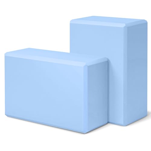 Yoga Blocks, Non Slip Yoga Bricks, Portable & Lightweight - color: 2 Pack-Light Blue-9x6x3in, size: 9x6x3 IN