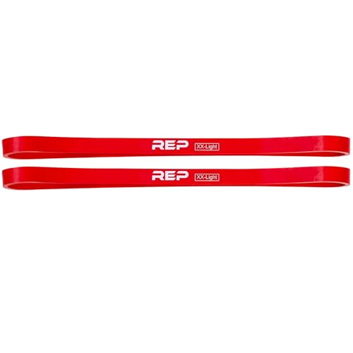 REP Fitness Short Resistance Bands for Strength and Conditioning. Multiple Resistance Levels Available from 5-230lbs. Sold as a Pair. 12" Length. - color: Red