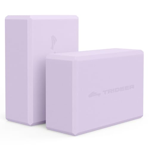 Trideer Yoga Blocks 2 Pack, Soft Non-Slip Foam Blocks with Beveled Edges for Alignment and Stretching in Yoga, Pilates, and Dance - Supportive, Lightweight, Odor Resistant, Latex-Free - color: Lavender-2 Pack