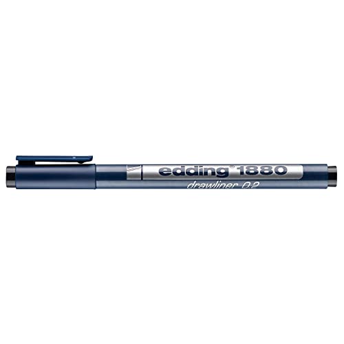 edding 1880 profipen - Black - 1 Pen - line Width 0.3 mm - fineliner Pen for Precise Writing, Sketching and Technical Drawing - fine, Metal-encased Nib - Suitable for use with rulers and Stencils - color: 03: 1 Pen - 0.3mm - Black, size: 1 Count (Pack of