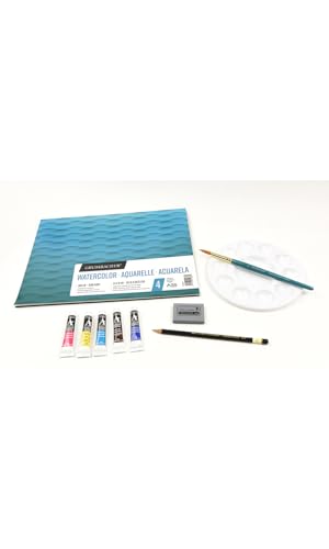 Grumbacher Academy Watercolor Get a Start in Art Set, Includes Watercolor Paper, Mixing Guide, Brush, Palette, Kneaded Eraser and More (AWSTARTSET)