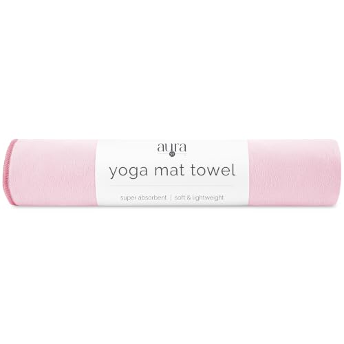S&T INC. Aura Microfiber Yoga Mat Towel, 26.5" x 72", Pink | Soft and Absorbent, Quick-Dry for Gym, Pilates, and Hot Yoga, Compact for Gym Bag, Machine Washable - color: Pink