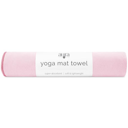 S&T INC. Aura Microfiber Yoga Mat Towel, 26.5" x 72", Pink | Soft and Absorbent, Quick-Dry for Gym, Pilates, and Hot Yoga, Compact for Gym Bag, Machine Washable - color: Pink