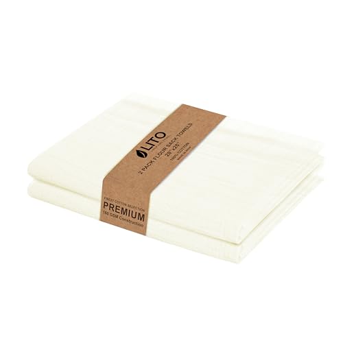 LITO LINEN AND TOWEL Flour Sack Towels – 100% Cotton, 28x28 Inches, Highly Absorbent, Embroidery-Ready Tea Towels for Kitchen & Crafts, Farmhouse Decor, Pack of 2 Natural - color: Natural, size: 28"x28"-Pack of 2