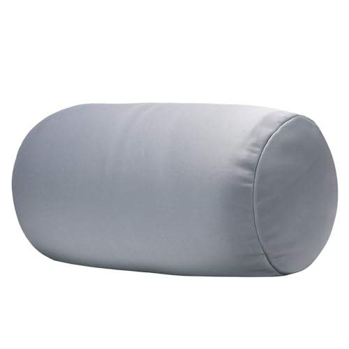 Microbead Bolster Tube Pillows with Double Cover, Squish Bean Bed Microbead Pillow Soft Neck Back Lumbar Support Smooth Cool Touch Comfortable Fabric (Gray) - color: Gray
