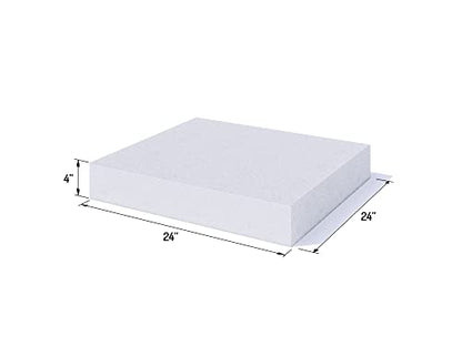 FOAMYFOAM High Density 4 inch Thick, 24 inch Wide, 24 inch Long Upholstery Foam, Cushion Replacement - size: 4" x 24" x 24" (1 Pack)