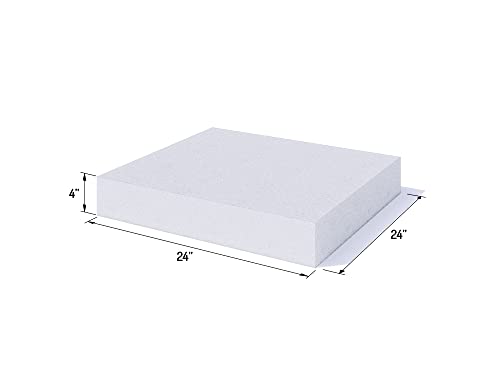 FOAMYFOAM High Density 4 inch Thick, 24 inch Wide, 24 inch Long Upholstery Foam, Cushion Replacement - size: 4" x 24" x 24" (1 Pack)